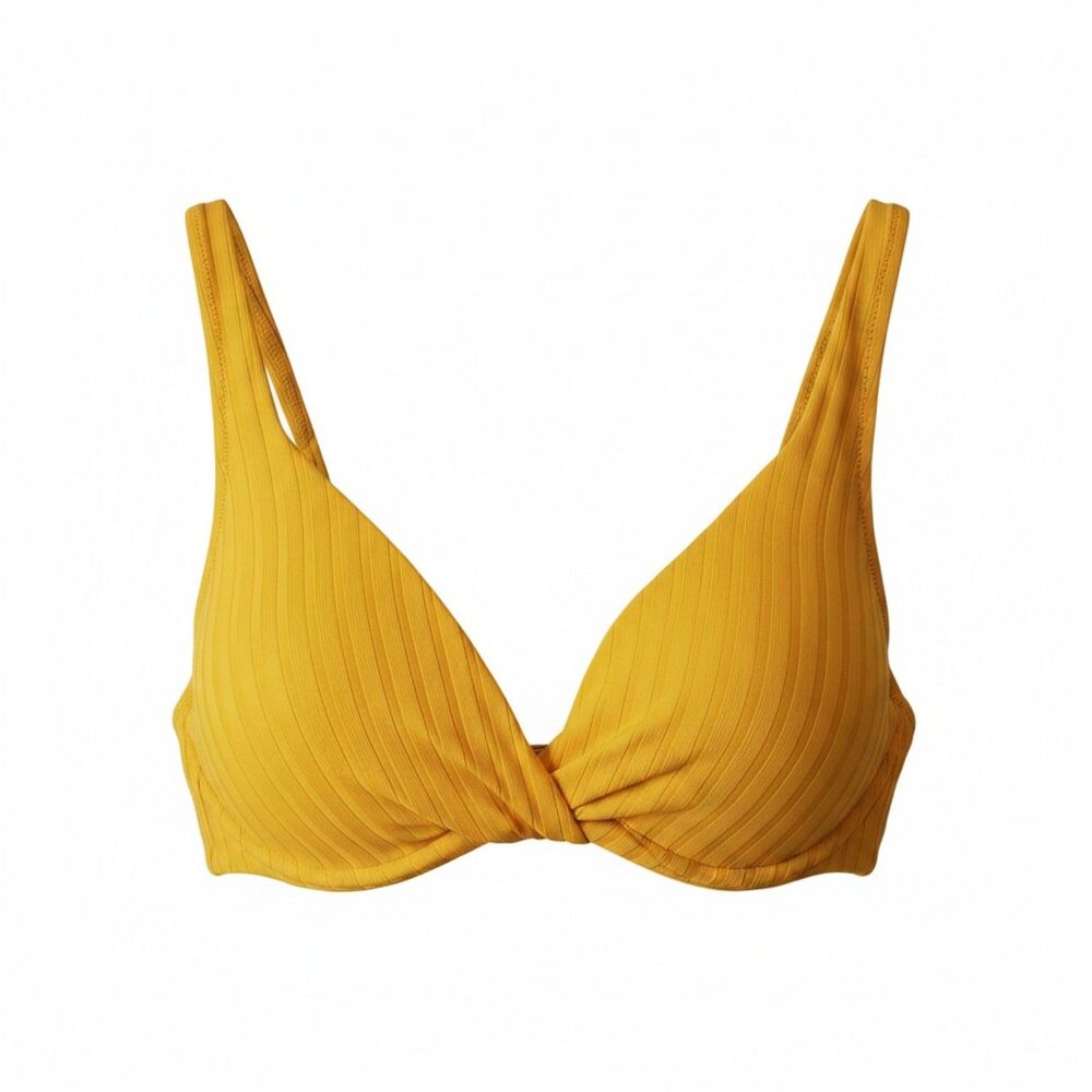 Shade & Shore Mustard Yellow Twisted Bikini Bra Top Women’s 38D NEW